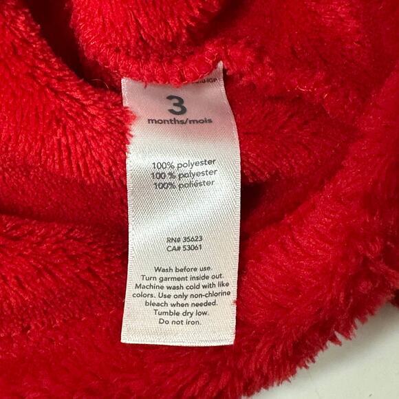 Carter's Baby Infant Unisex Fleece Hoodie Ears Size 3M Red‎ Kangaroo Pocket - Picture 4 of 4